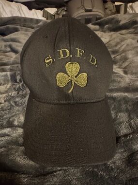 S.D.F.D. Embroidered Shamrock Black Baseball Cap